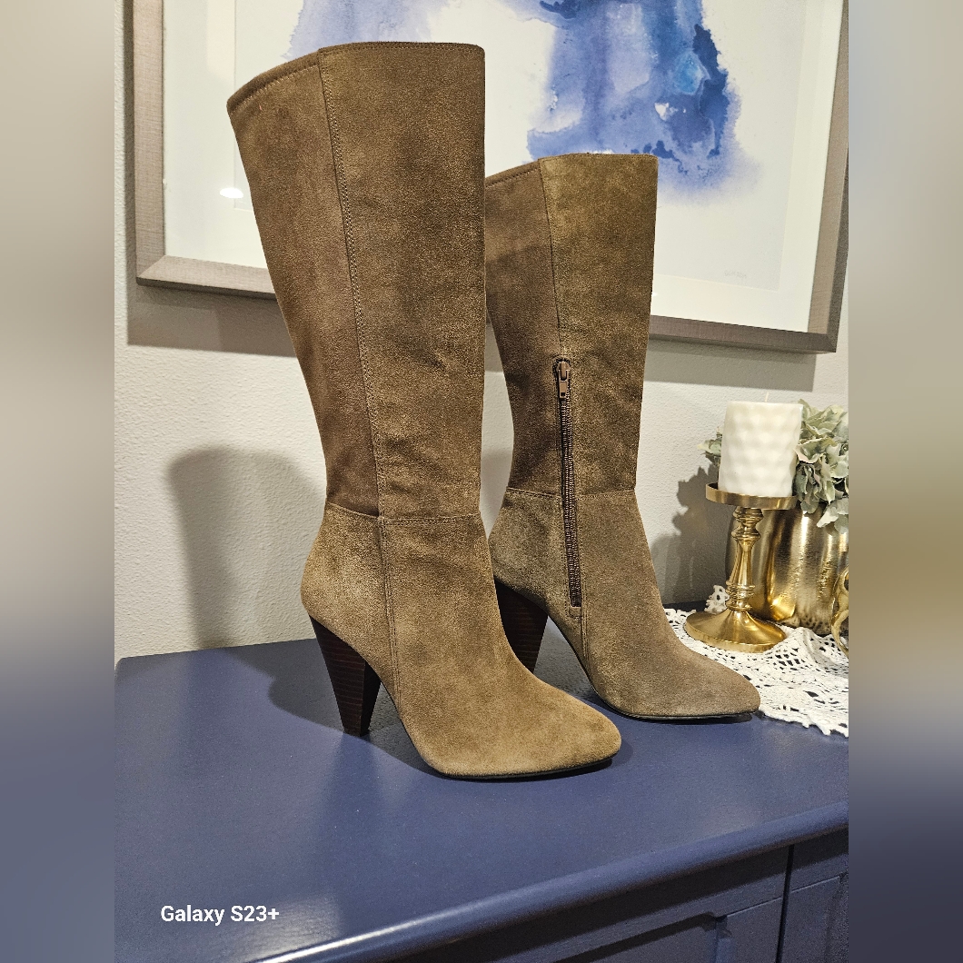 Vince Camuto Estiva Suede Leather, Pointed Toe, Block Heel Boots!